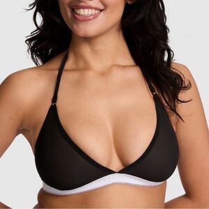 VS PINK Logo Mesh Halter Triangle Bralette